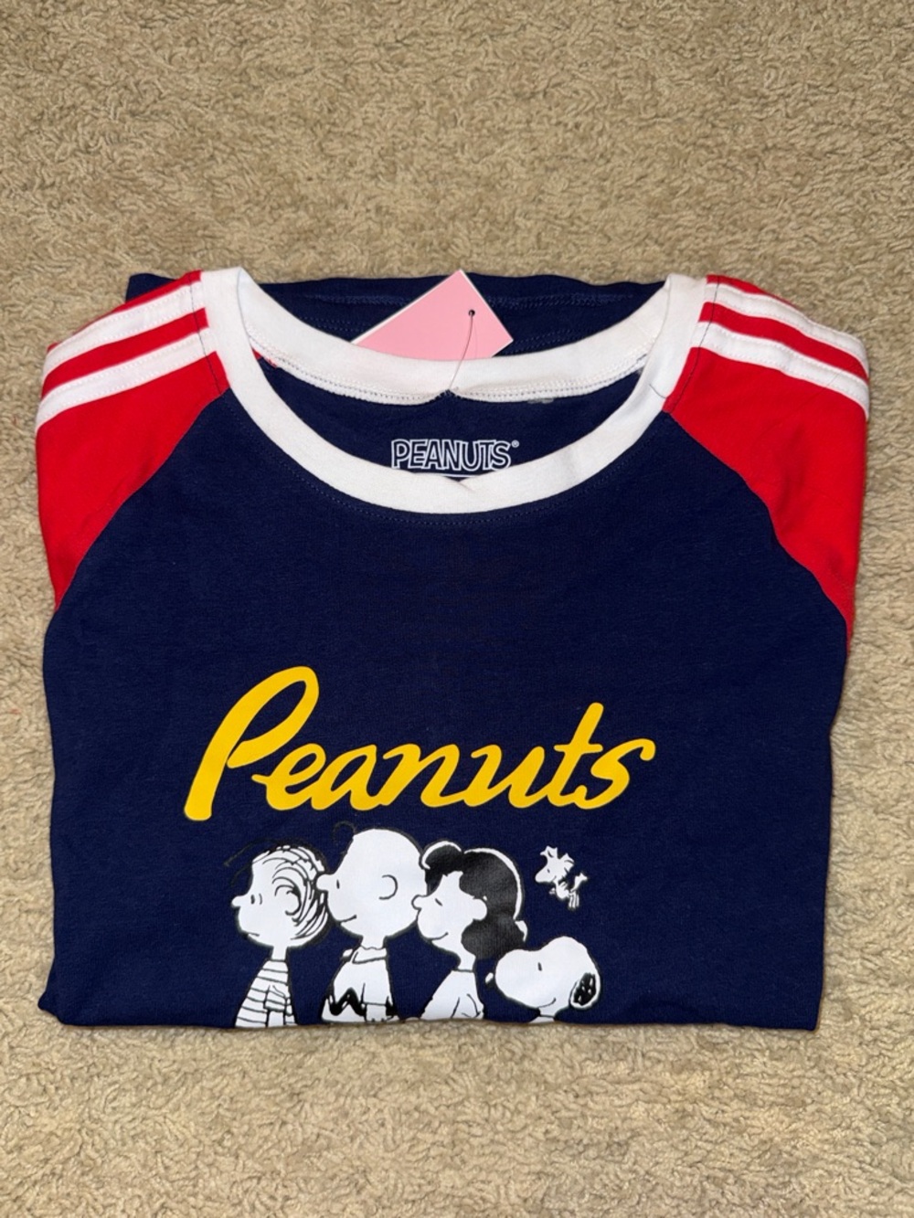 Peanuts Navy Tee with Red Raglan Sleeves